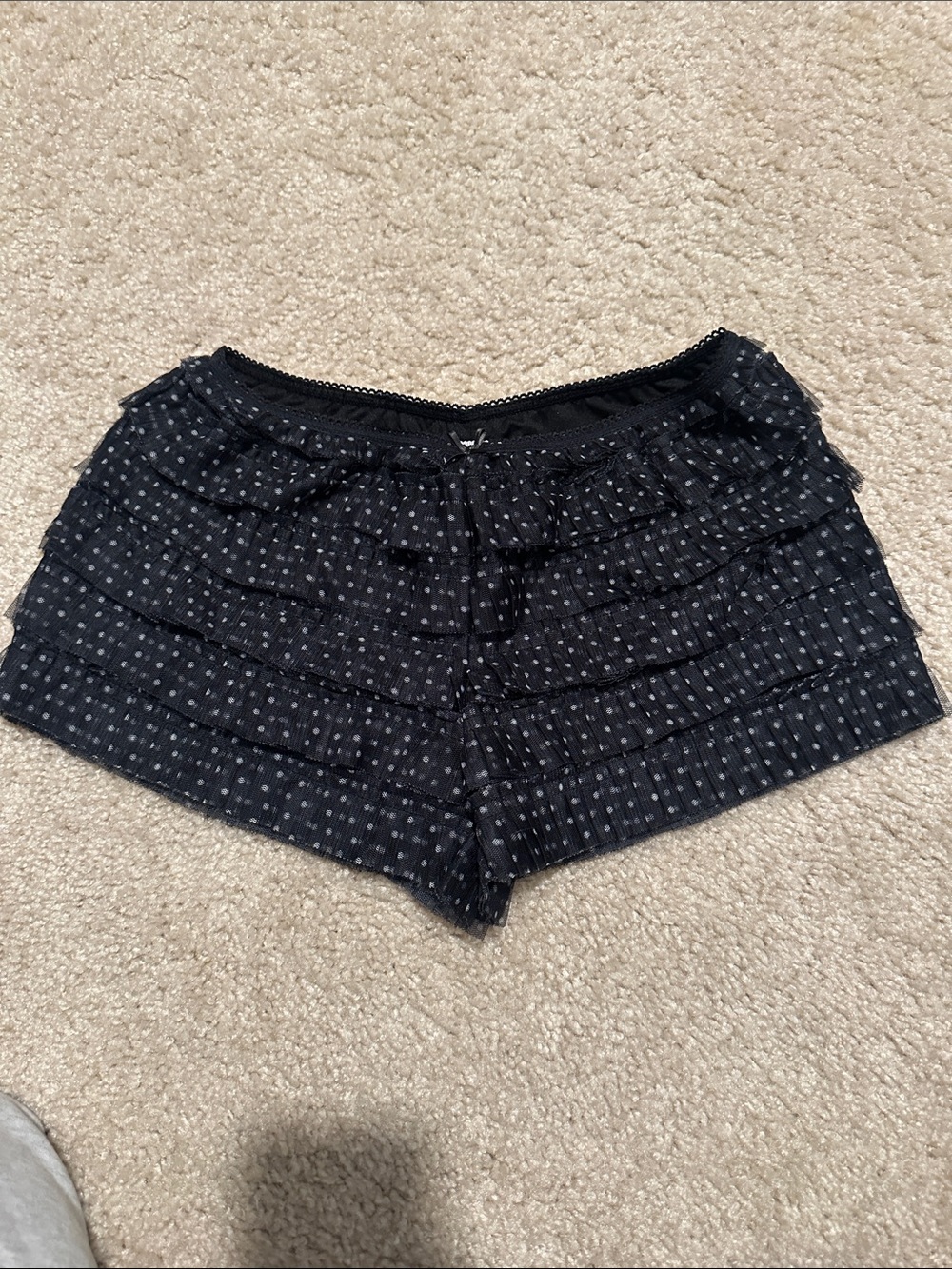 Kimchi Blue Black Polka Dot Ruffle Skort Shorts